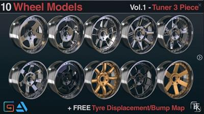 Artstation   10 Wheels / Rims Models   Tuner 3 Piece Vol 01