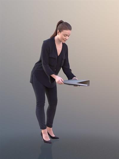 Working Business Girl Low poly 3D model