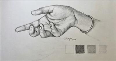 Realistic pencil sketch of a  human hand