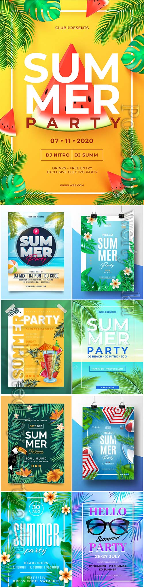 Vector summer party poster template