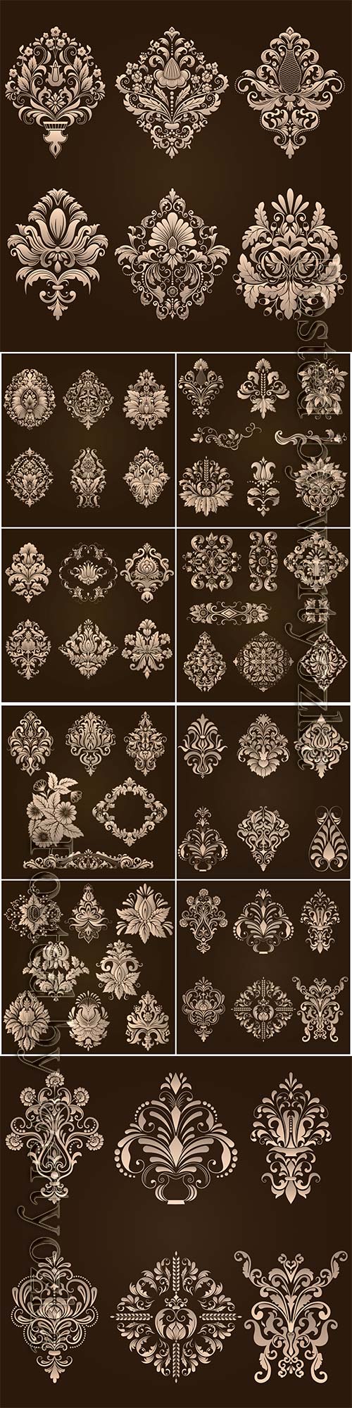 Vector set of damask ornamental elements