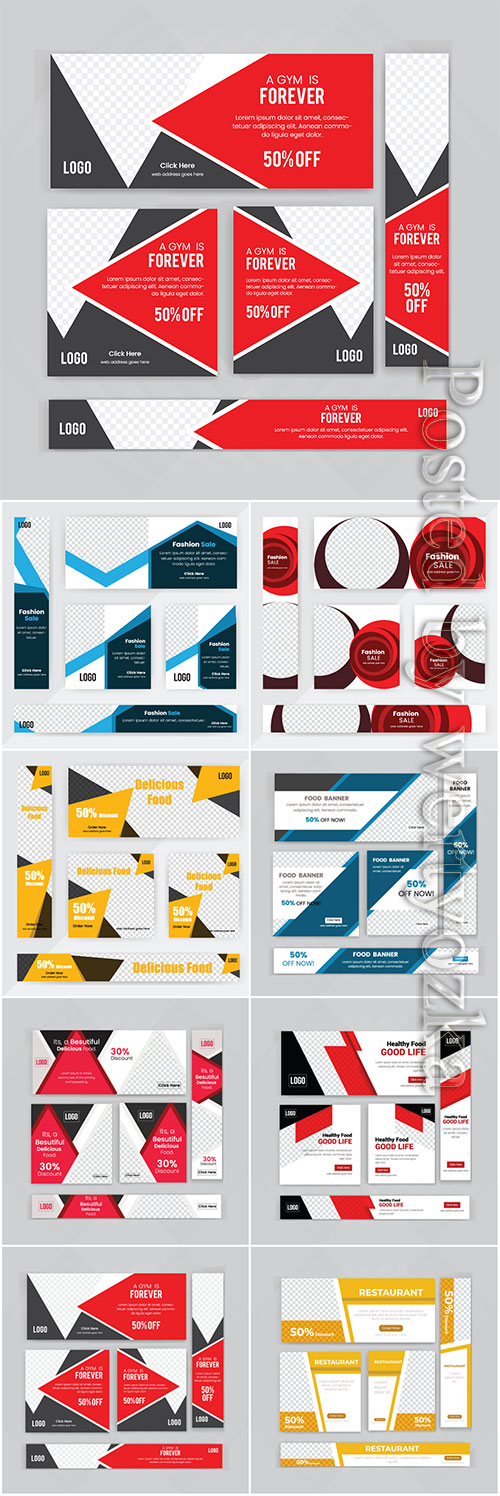 Business web banner vector set design corporate concept