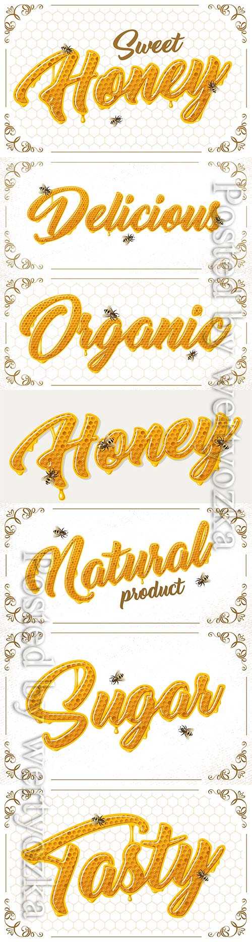 Honey lettering with bees