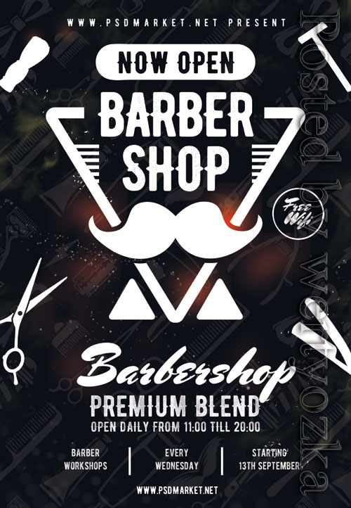 Barber shop event - Premium flyer psd template
