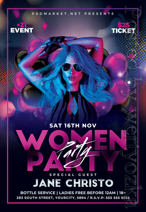 Womens party night - Premium flyer psd template