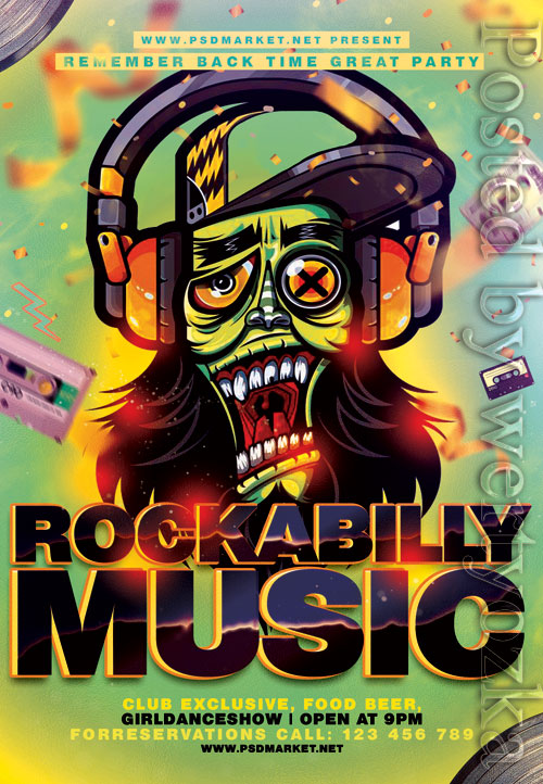 Rockabilly music - Premium flyer psd template