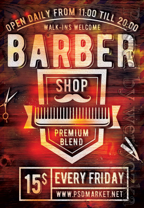 Barbershop event - Premium flyer psd template