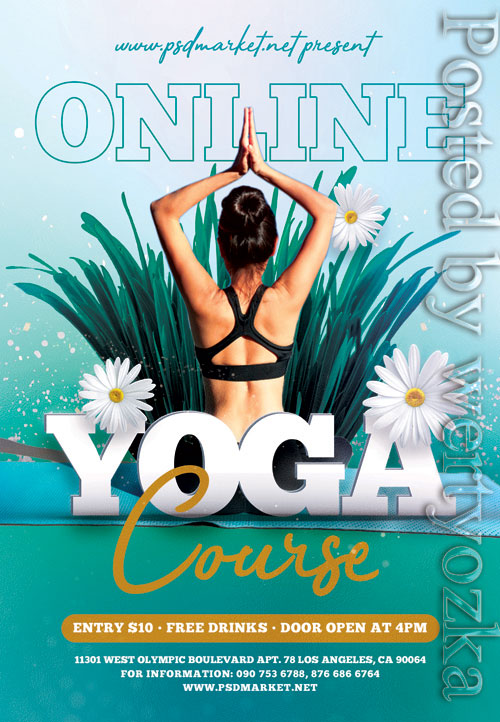 Online yoga course - Premium flyer psd template