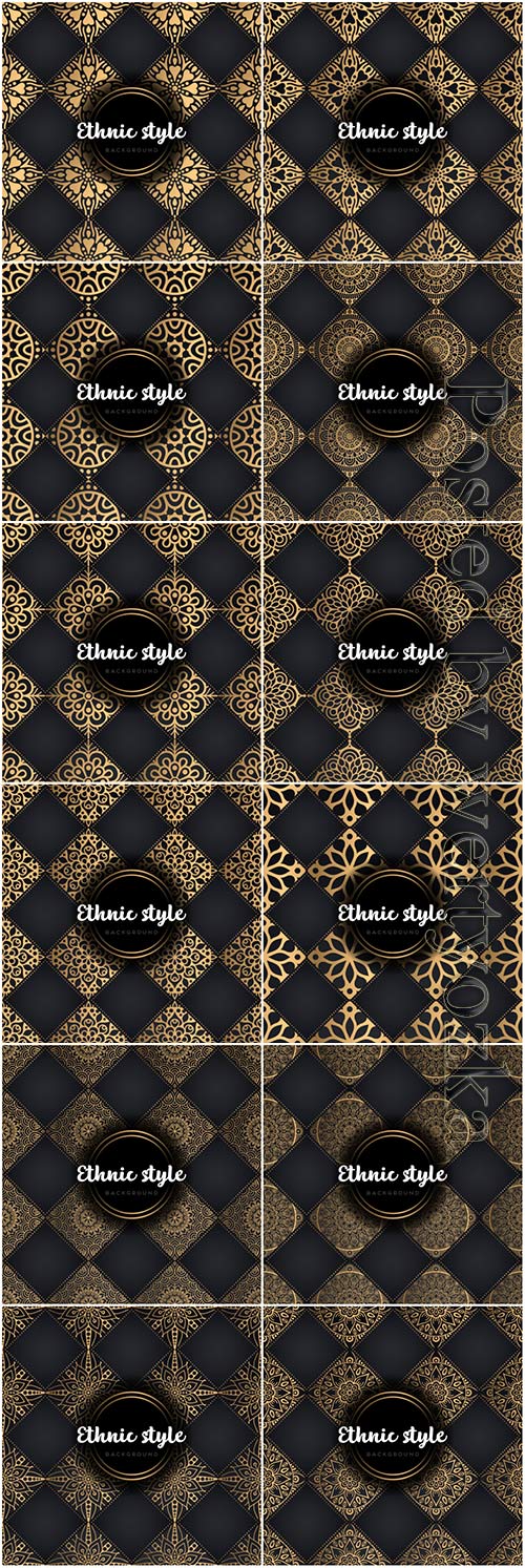 Luxury seamless pattern mandala, gold vector ornaments
