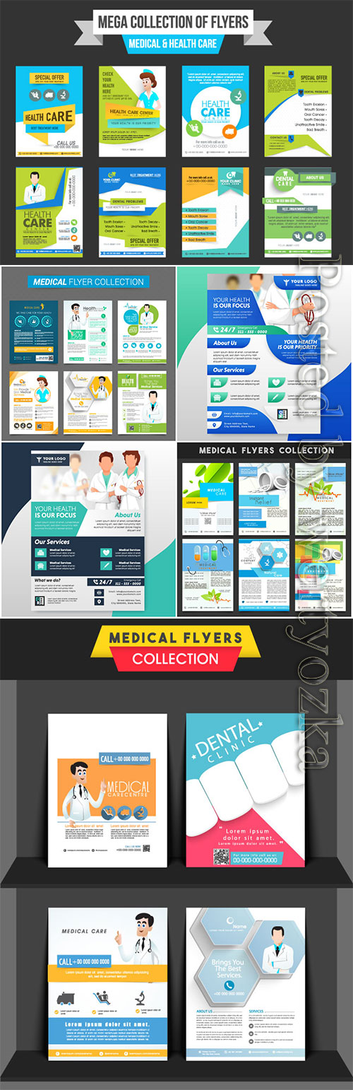 Set of medical flyers vector design