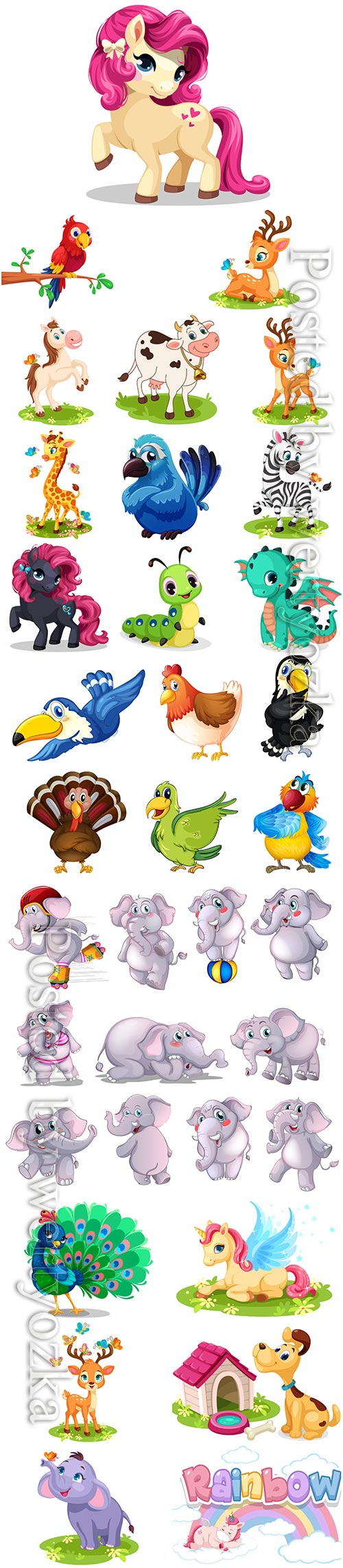Set of cute animals vector illustration