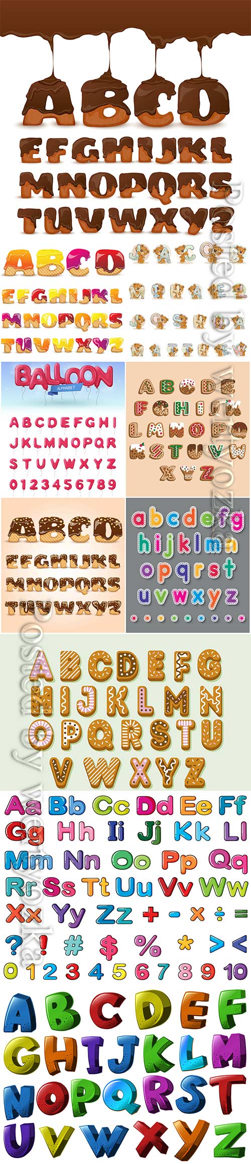 English alphabet fonts vector illustration