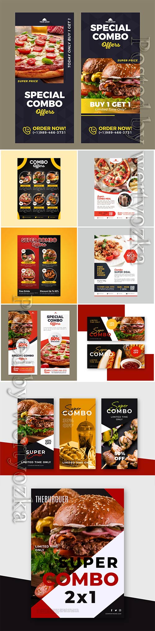Combo meals discount poster template